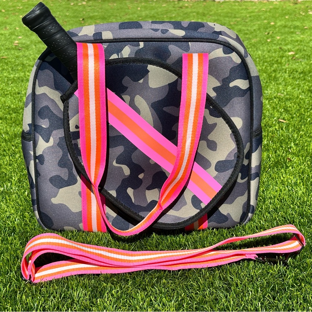 Women’s camo and pink pickleball sling bag